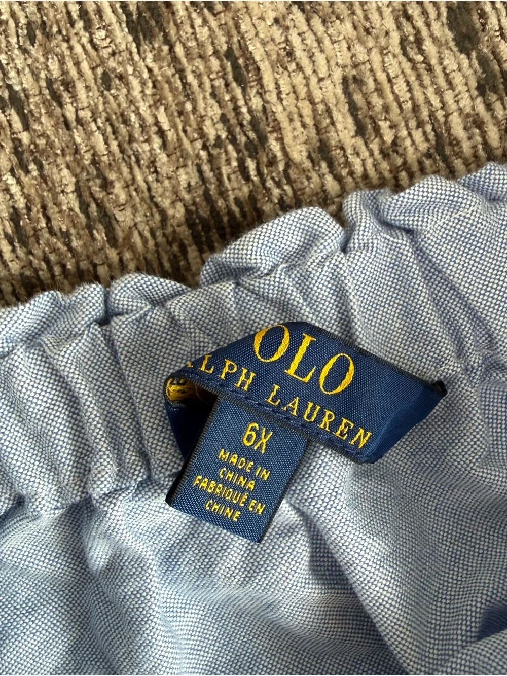 Polo Ralph Lauren Girls 6X Blue Pennant Flag Chambray A Line Skirt Elastic Waist